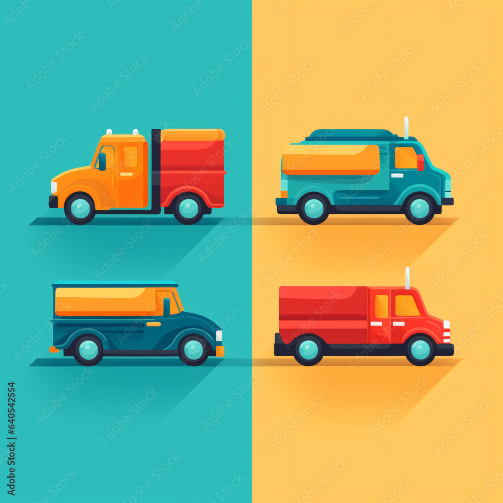 Naklejka premium car icons and pictures cartoon painted style in 3d