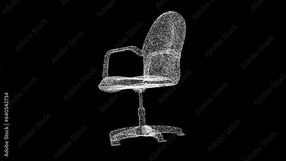 3D office chair rotates on black background. Furniture concept ...