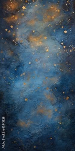 Celestial Ballet Wallpaper - High Resolution Depiction of a Medieval Night Sky - Dancing with Twinkling Stars of Gold - Beautiful Medieval Night Sky Background created with Generative AI Technology © Art Creations