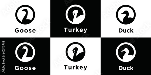 goose, duck, turkey farm logo vector icon template classic design style