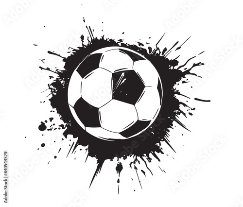 Black grunge soccer ball on white, vector © oldesign