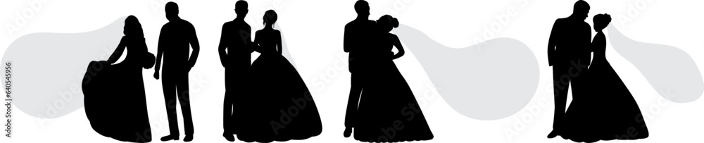 wedding silhouette on white background vector