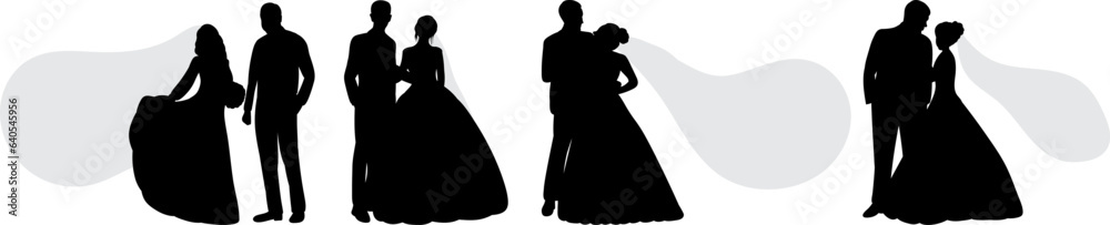 wedding silhouette on white background vector wedding silhouette on white background vector