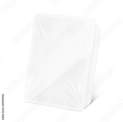 Tray container mockup. Vector illustration isolated on white background. Half side view. Ready to be used in your design. EPS10.