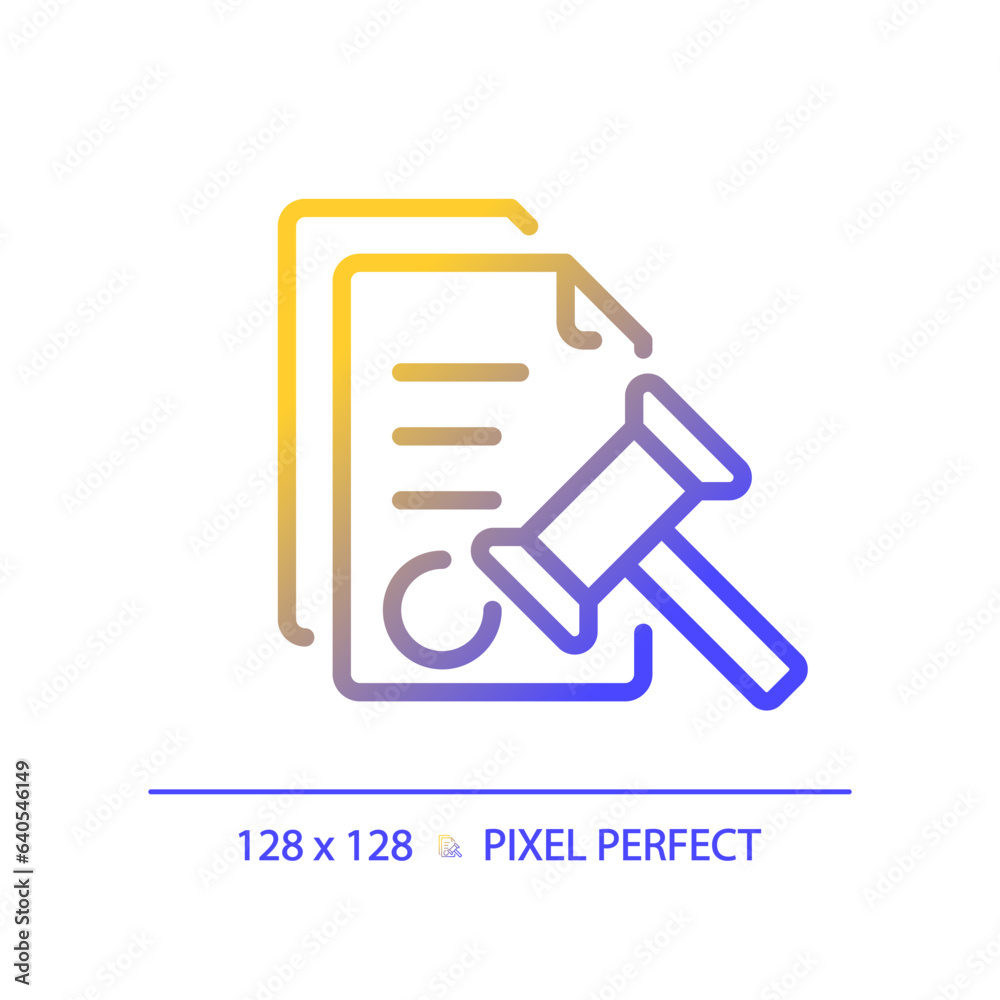 2D pixel perfect gradient legal notice icon, isolated vector, thin line document illustration. 2D pixel perfect gradient legal notice icon, isolated vector, thin line document illustration.