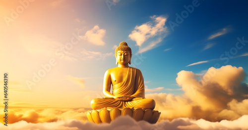 Happy Statue of Buddha Purnima background Generative AI