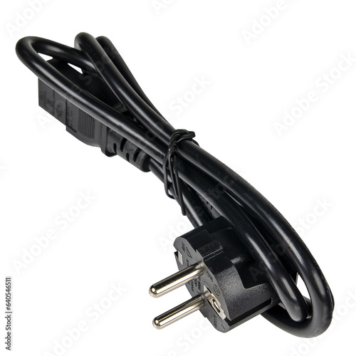 Electric plug isolated on white, power cable from the 220 mains