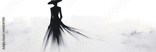 Feminine Mystique Background - Minimalist Artistry of a Woman - Unveiled in Stark Contrast of White and Black Noir Design Wallpaper - Woman Black Noir Backdrop created with Generative AI Technology