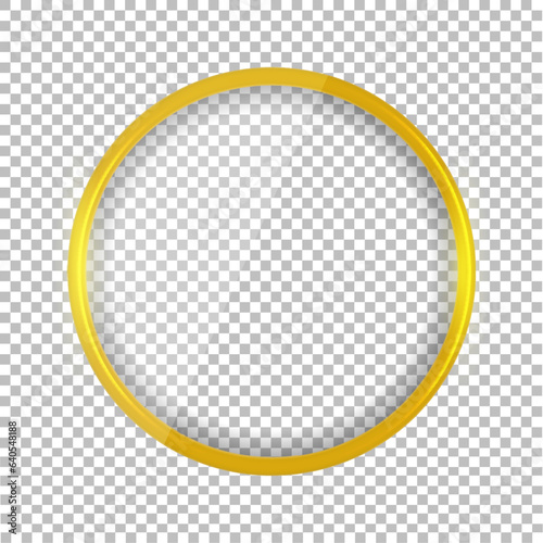 Luxury gold ring border isolated on transparent background. Glowing gradient effect circle curve frame. Vector illustration.