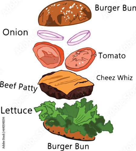Beef burger with all Element illustration