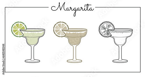 Alcohol drinks line art illustration. Vector illustration Margarita