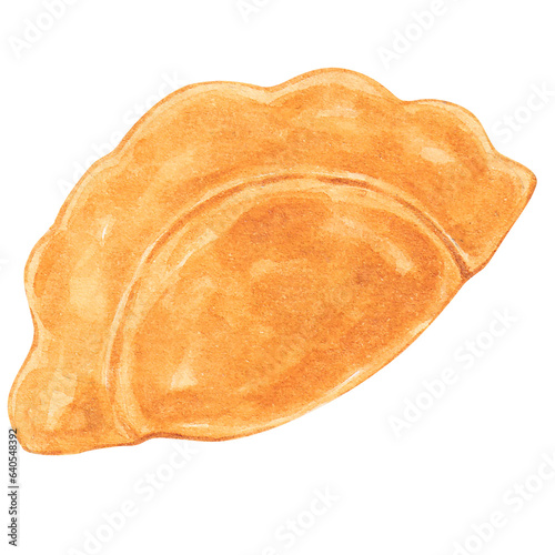 wonton watercolor style, ingredient of shabu shabu hotpot