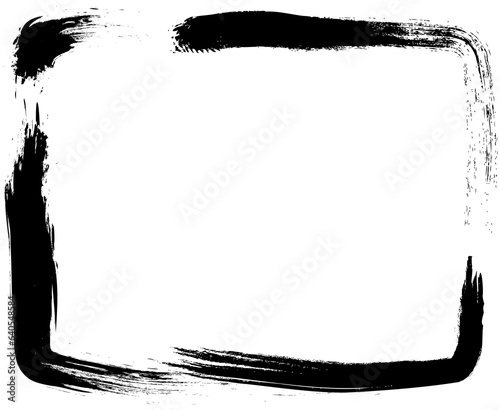 a rectangular frame is drawn with brush strokes in ink