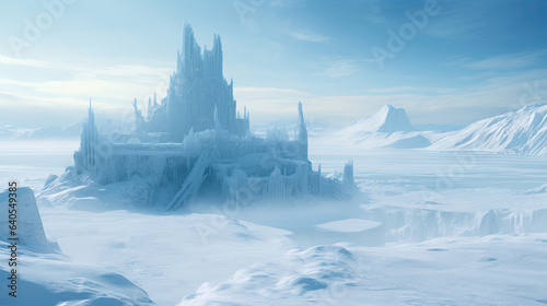 Ice fortress in a frozen wasteland