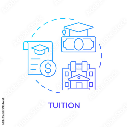 2D tuition thin line gradient icon concept, isolated vector, illustration representing athletic scholarship.