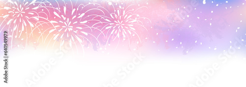 夕暮れのグラデーションに花火のベクターイラスト素材
