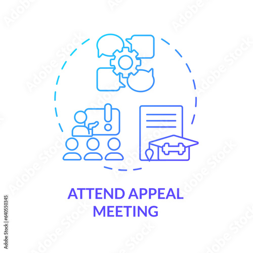 2D attend appeal meeting thin line gradient icon concept, isolated vector, illustration representing athletic scholarship.