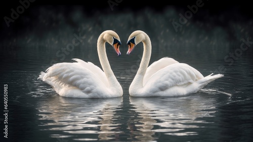 Graceful Swan Pair on a tranquil lake. AI generated