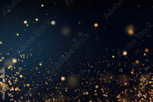Abstract background with Dark blue and gold particle. New year, Christmas background