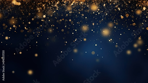 Abstract background with Dark blue and gold particle. New year  Christmas background