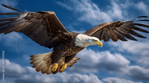 Majestic Bald Eagle in Flight. AI generated © PandaStockArt