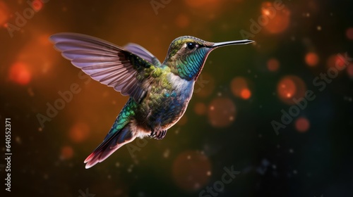 Tiny Hummingbird in Mid-Air. AI generated © PandaStockArt