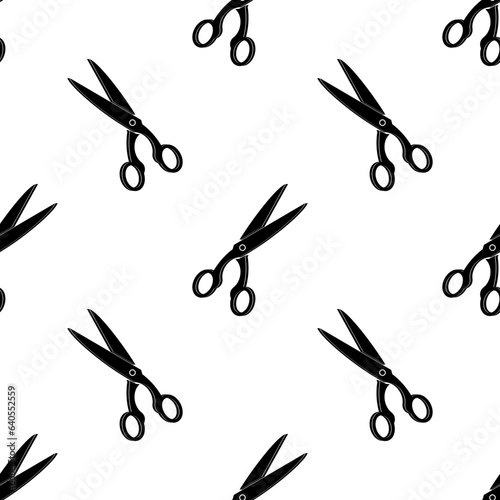Scissors Icon Seamless Pattern, Cutting Scissors