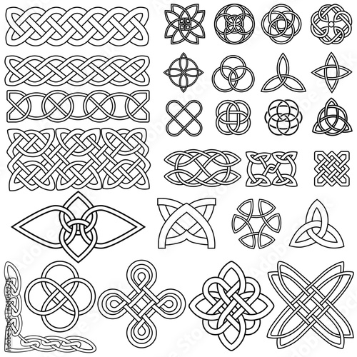 Celtic Knots icon vector set. Celtic signs illustration symbol collection. Celtic drawings symbol or logo.