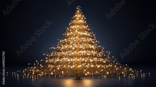 golden Christmas tree made out of lights