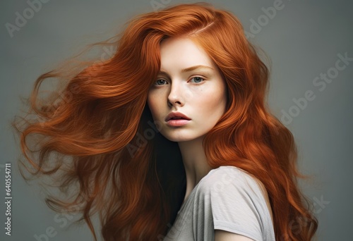 Fotografie, Obraz Beautiful woman with red hair