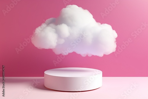 premium podium product poster minimal pink white cloud splay neon 3d flying levitating card background modern white copy promotion illustration 3d mist abstract space render trendy