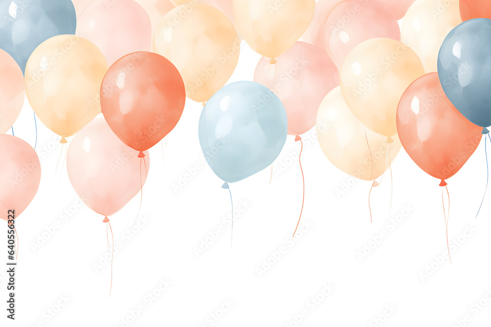  Watercolor colorful balloons isolated on white background. Greeting card