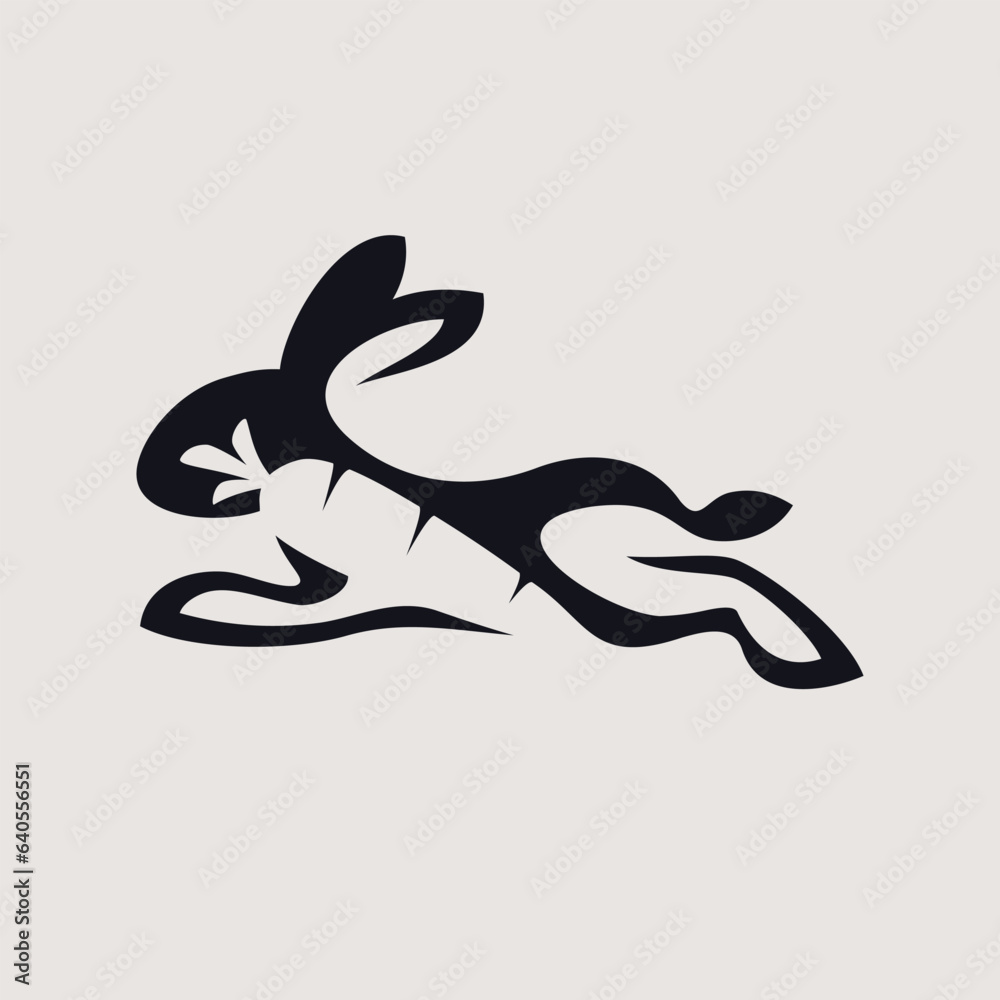 Black Rabbit Silhouette Cool Run Jump Animal Fluffy with Eating Carrot Negative Space Logo Design Black Rabbit Silhouette Cool Run Jump Animal Fluffy with Eating Carrot Negative Space Logo Design