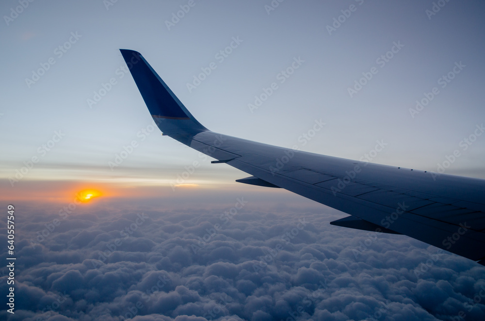 Wing view from airplane window Wing view from airplane window