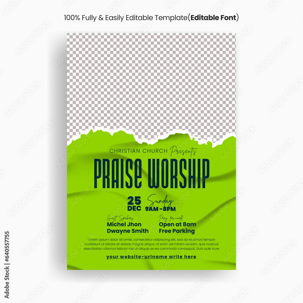 Church worship conference flyer and christian event flyer and poster, night party editable print template leaflet design