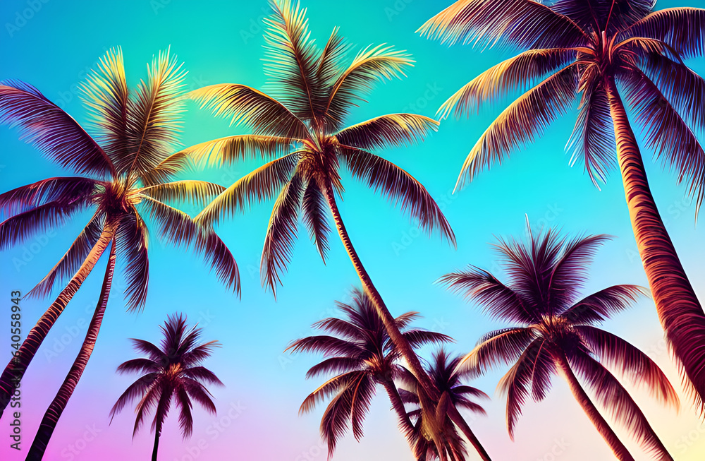 Palm trees fabulous landscape , Generative AI