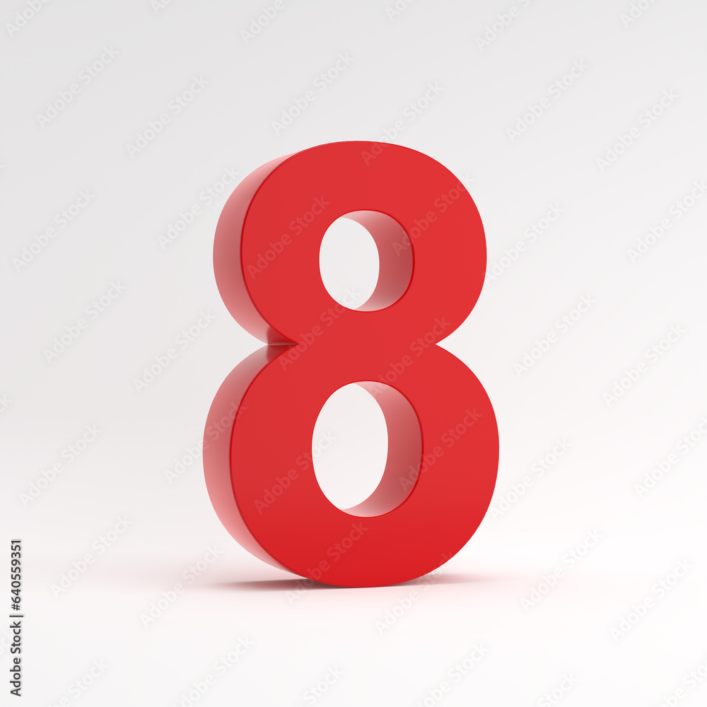 Red number eight on white background. Red number eight on white background.