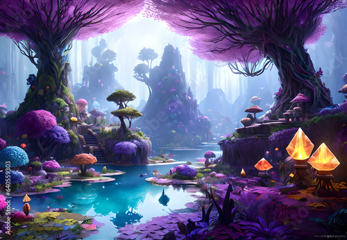 Fairy tale world fantasy landscape beautiful dream Generative AI
