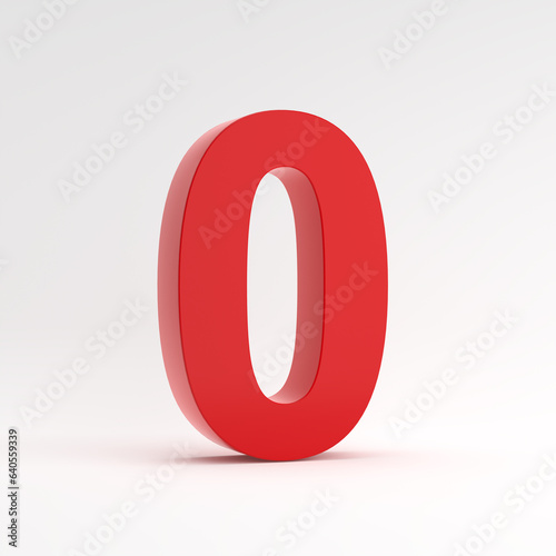 Red number zero 0 on white background.