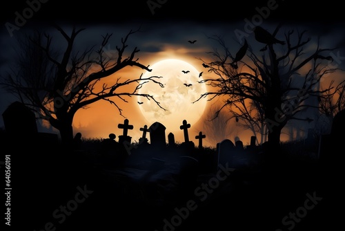 Graveyard Silhouette Halloween Abstract Background