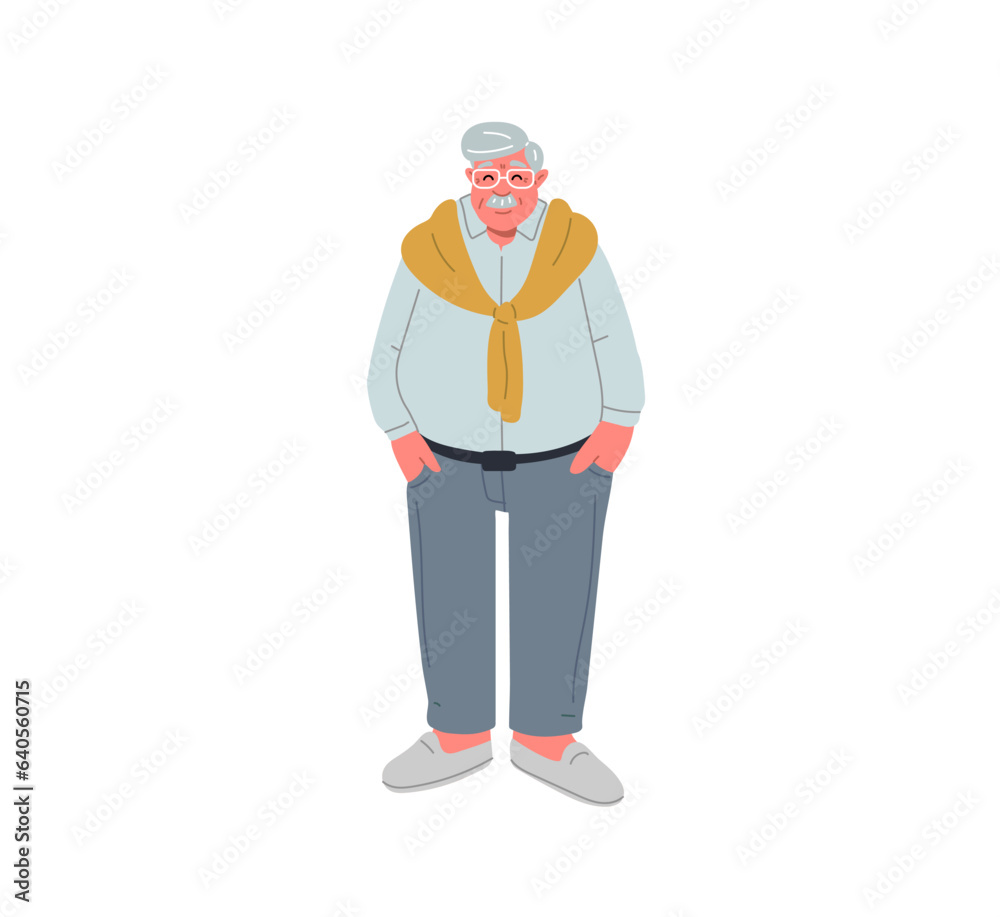 Senior man cartoon character.Vector illustration on white background.
