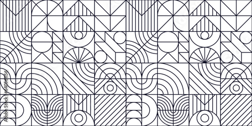 Geometry pattern minimal 20s bauhaus line style with figures and shapes circle, triangle. square. Human psychology and mental health concept illustration. Vector 10 eps