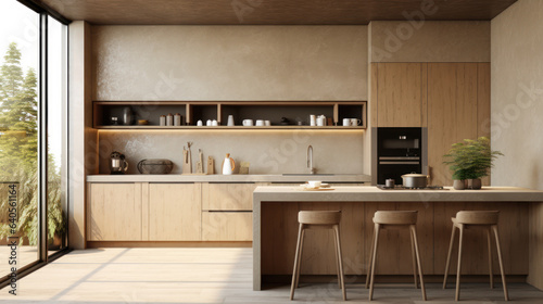 kitchen interior earth tone modern