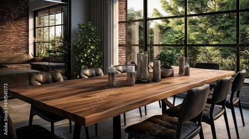 Wooden table dining interior kitchen