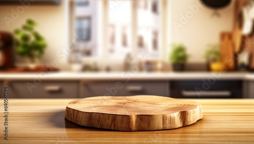 Vintage charm. Blank wooden table in kitchen. Nostalgic nook. Old wooden kitchen table in focus. Back to basics. Natural wood texture on empty table