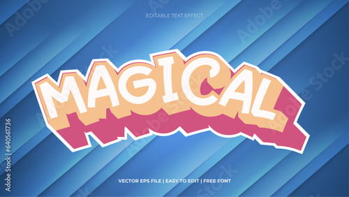 Magical Editable text effect 3d Cartoon template style premium vector