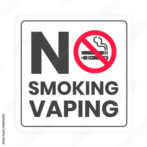 No smoking no vaping sign. Forbidden sign icon isolated on white background vector illustration. Cigarette, vape and smoke and in prohibition circle.