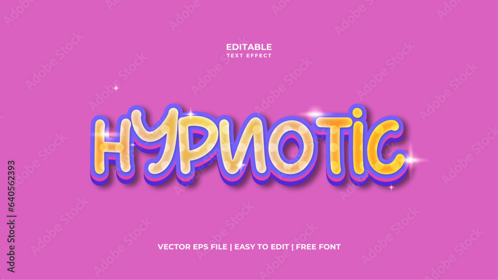 Hypnotic Editable 3D Text Effect Mockup. Glowing Graphic Style