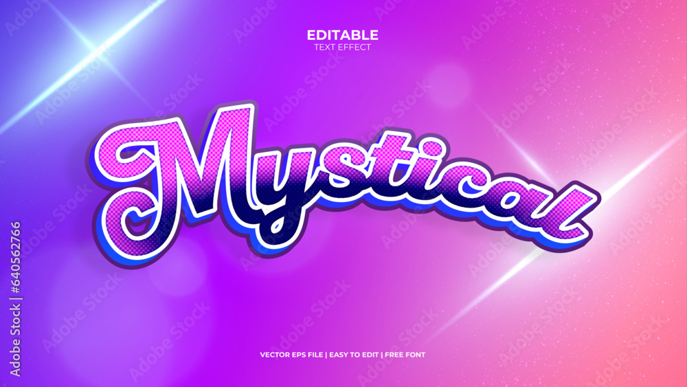 Mystical Modern text effect template with 3d bold type style and retro concept use for brand label and logotype