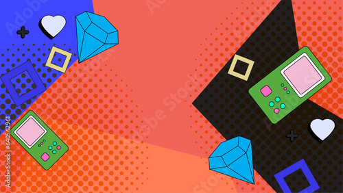 Retro futurism seamless pattern. Geometric elements Memphis in the style of 80's. Synthwave retro background. Retro wave. Vector illustration